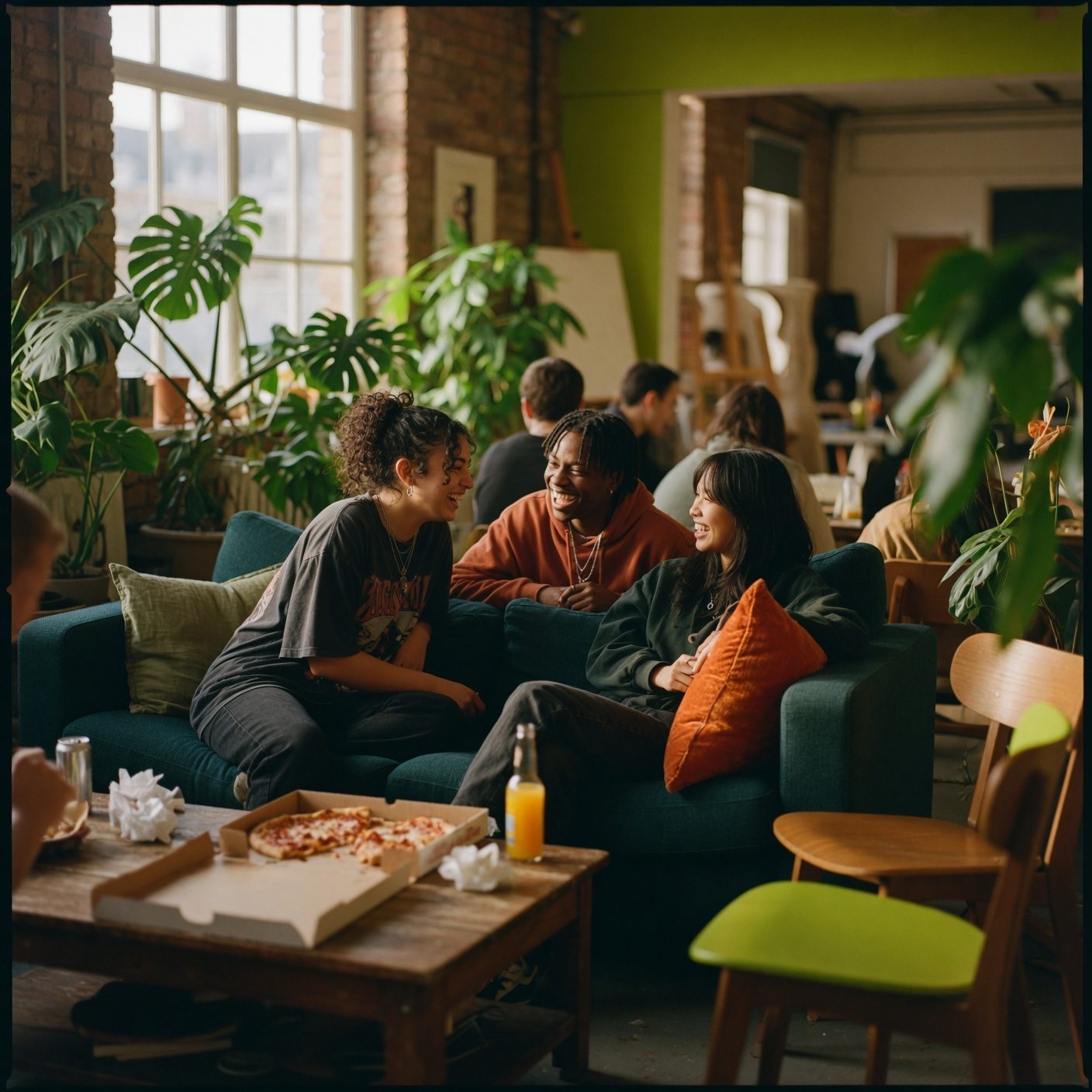 Sofas, food and refreshments